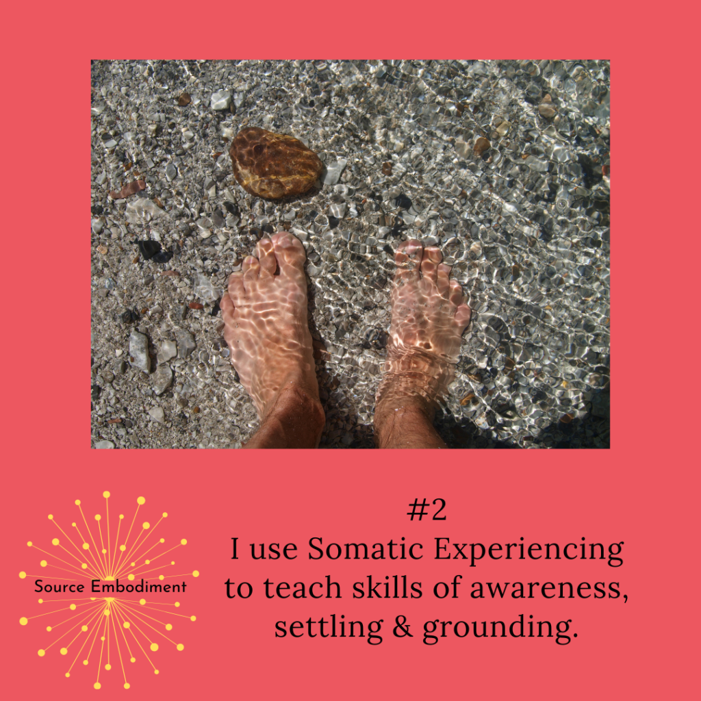 Somatic Experiencing teaches skills of awareness grounding and settling helping you achieve your goals